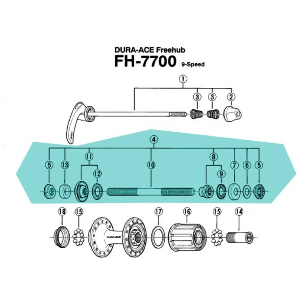 Axe Roue Arrière Shimano Y3A09802